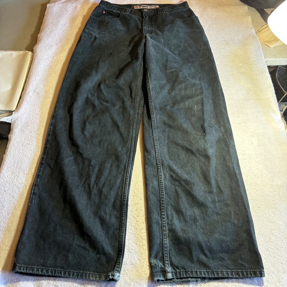 Anchor Blue Huge Men 34x34 Baggy Wide Leg Jeans Faded Black Vintage 90s Y2K